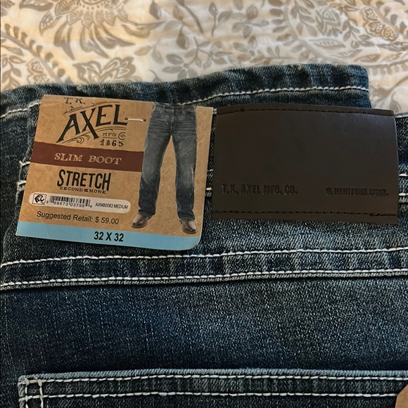 Blue Bootcut Jeans with Classic Leather Patch - Picture 1 of 11